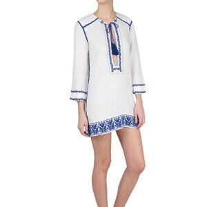 Isabel Marant Etoile Blue and White Cotton Kaftan Cover Up Size 40